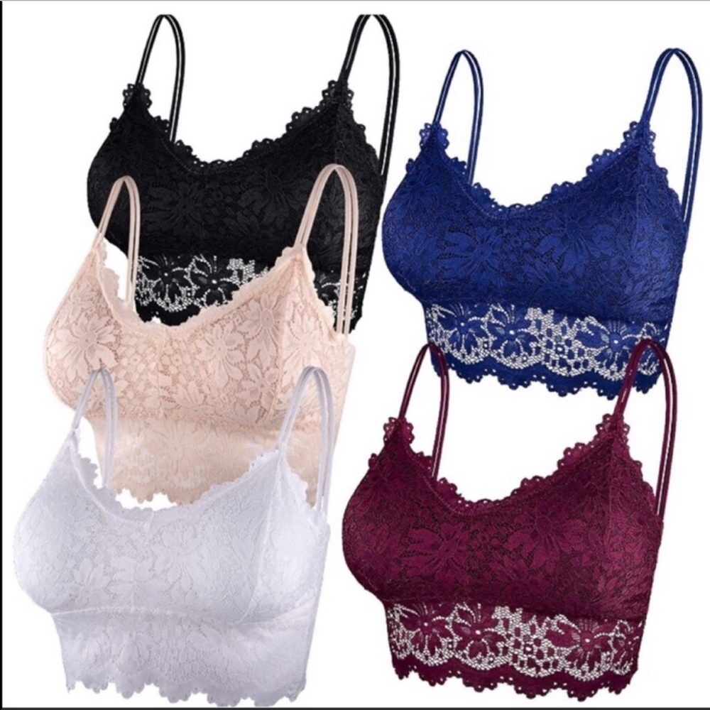 5 Pcs Lace Bralette Padded Lace Bandeau Bra New